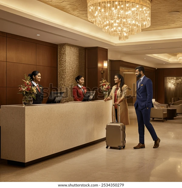 luxurious 5star hotel reception area 600w 2534350279